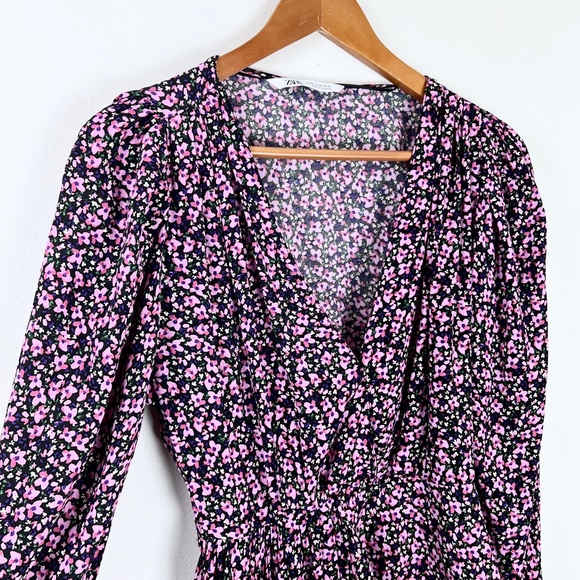 Zara Tops Zara Micro Floral Asymmetrical Surplice Top Poshmark